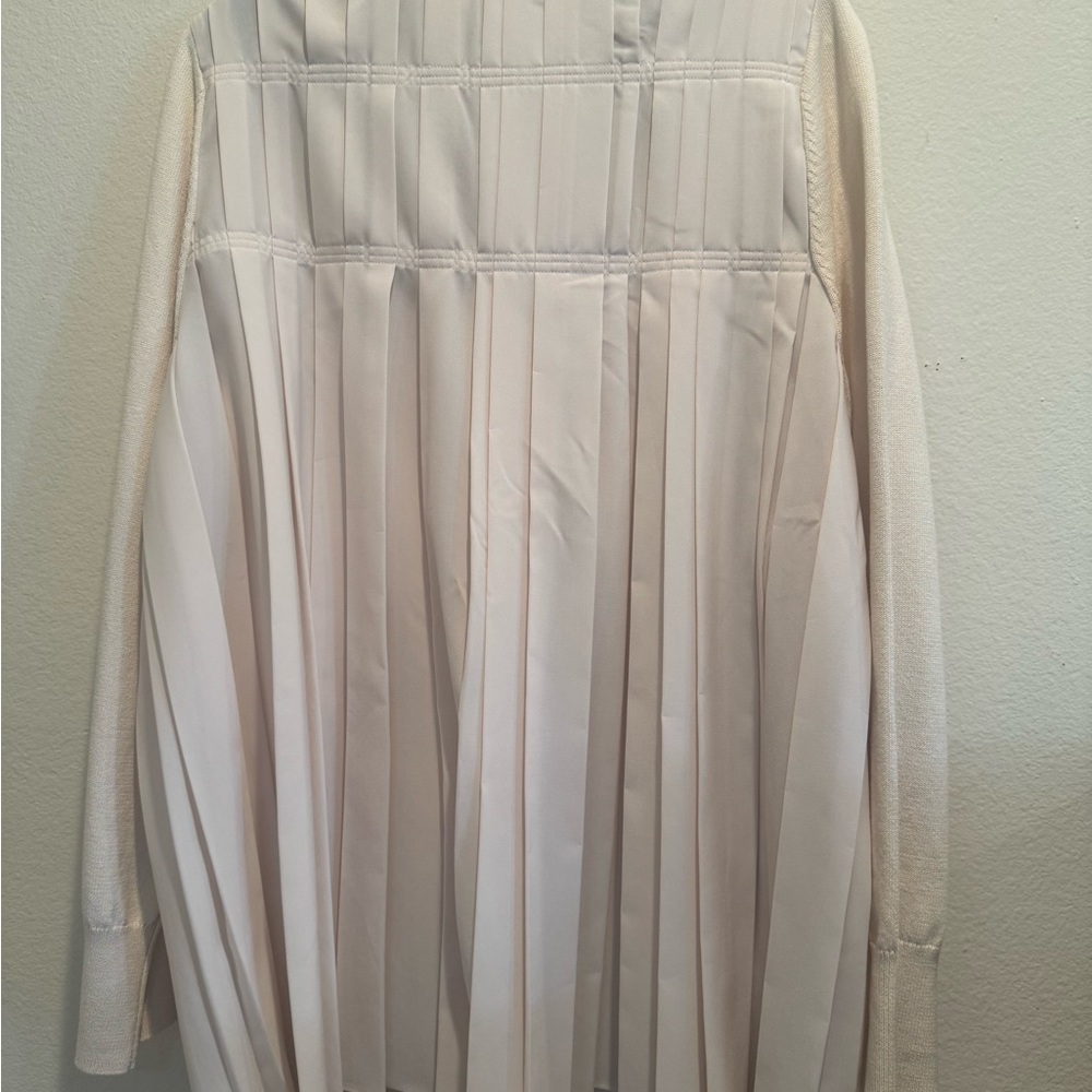 COS Cream Pleated-Back Sweater Cardigan